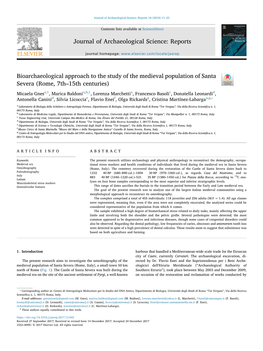 Bioarchaeological Approach to the Study of the Medieval Population of Santa T Severa (Rome, 7Th–15Th Centuries)