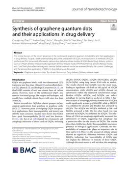 Synthesis of Graphene Quantum Dots and Their Applications in Drug Delivery