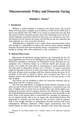 Macroeconomic Policy and Domestic Saving