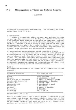 P-6 Microorganisms in Vitamin and Biofactor Research