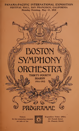 Boston Symphony Orchestra Concert Programs, Season 34, May 14 to May 26, 1915, Panama-Pacific International Exposition, San Fran