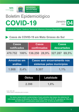 Boletim Epidemiológico COVID-19