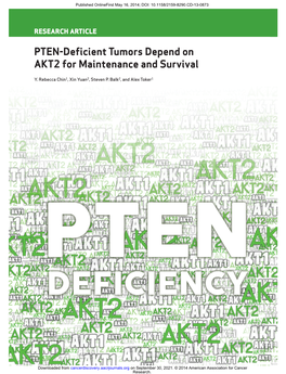 PTEN-Deficient Tumors Depend on AKT2 for Maintenance and Survival