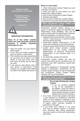 What Is in This Leaflet 1. What Flurbiprofen Coated Tablets Are