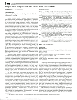 Neogene Climate Change and Uplift in the Atacama Desert, Chile: COMMENT