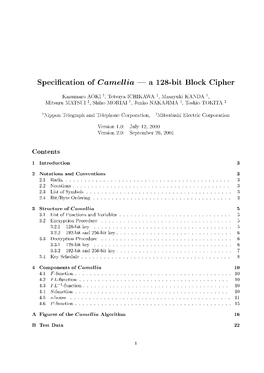 Specification of Camellia | a 128-Bit Block Cipher