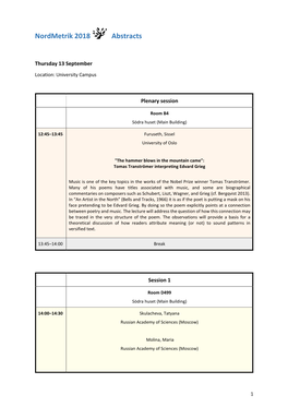 Nordmetrik 2018 Abstracts