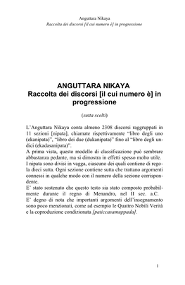 Anguttara Nikaya Raccolta Dei Discorsi [Il Cui Numero È] in Progressione