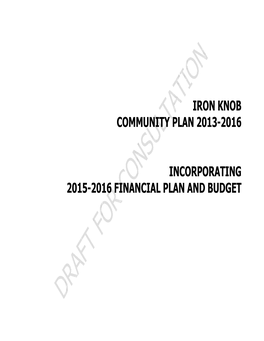 Draft Iron Knob Community Plan and Budget 2015-2016