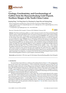Geology, Geochemistry, and Geochronology of Gabbro from the Haoyaoerhudong Gold Deposit, Northern Margin of the North China Craton