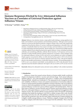 Immune Responses Elicited by Live Attenuated Influenza Vaccines As