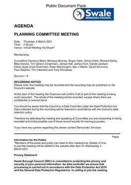 (Public Pack)Agenda Document for Planning Committee, 04/03/2021