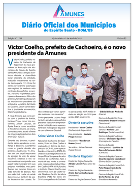 Victor Coelho, Prefeito De Cachoeiro, É O Novo Presidente Da Amunes