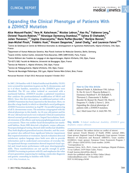 Expanding the Clinical Phenotype of Patients with a ZDHHC9 Mutation Alice Masurel-Paulet,1 Vera M