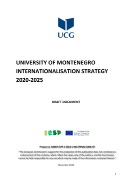 University of Montenegro Internationalisation Strategy 2020-2025