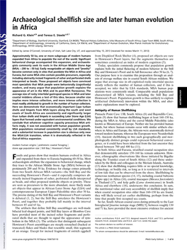 Archaeological Shellfish Size and Later Human Evolution in Africa