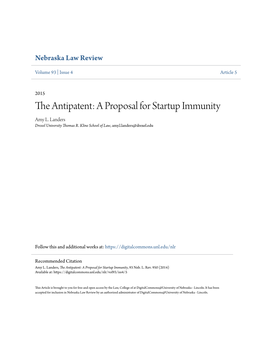 The Antipatent: a Proposal for Startup Immunity Amy L
