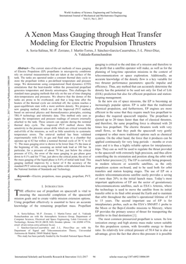 A Xenon Mass Gauging Through Heat Transfer Modeling for Electric Propulsion Thrusters A