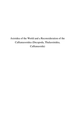 Axioidea of the World and a Reconsideration of The