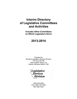 2013-2014 Interim Directory of Legislative Committees and Actvities