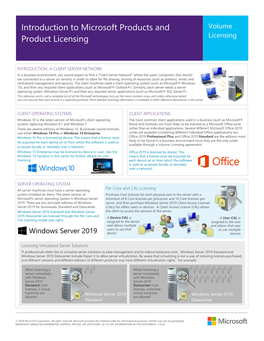 Introduction to Microsoft Products and Product Licensing Licensing