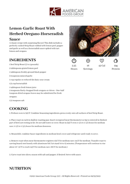 Lemon-Garlic Roast with Herbed Oregano-Horseradish Sauce