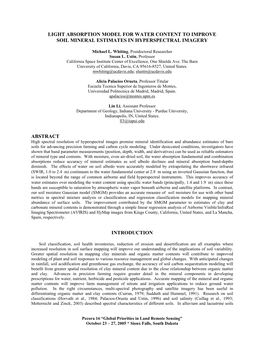 Light Absorption Model for Water Content to Improve Soil Mineral Estimates in Hyperspectral Imagery