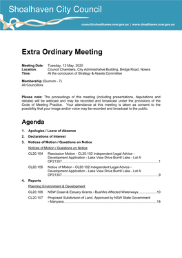 Agenda of Extra Ordinary Meeting