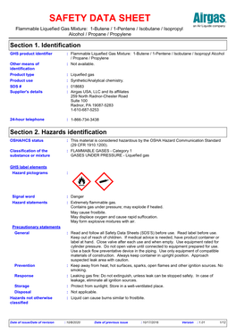 Section 2. Hazards Identification OSHA/HCS Status : This Material Is Considered Hazardous by the OSHA Hazard Communication Standard (29 CFR 1910.1200)