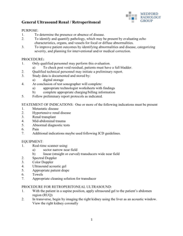 General Ultrasound Renal / Retroperitoneal