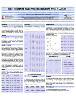 Method Validation of a Tricyclic Antidepressant Drug Panel in Urine by LC-MS/MS