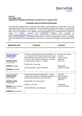 WSC Planning Applications 32/20