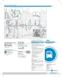 Route 213 - 1300 East/1100 East Y Er Ersit Chi Dr Ed Line Univ Medical Cent 2, R Er