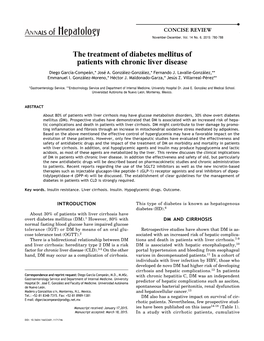 The Treatment of Diabetes Mellitus of Patients with Chronic Liver Disease