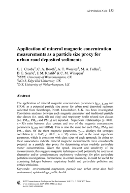 Application of Mineral Magnetic Concentration Measurements As a Particle Size Proxy for Urban Road Deposited Sediments