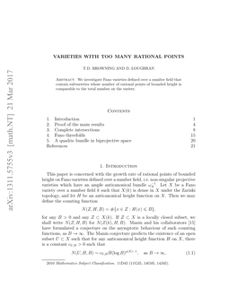 VARIETIES with TOO MANY RATIONAL POINTS 3 for Every Non-Empty Open Subset Y ◦ ⊂ Y