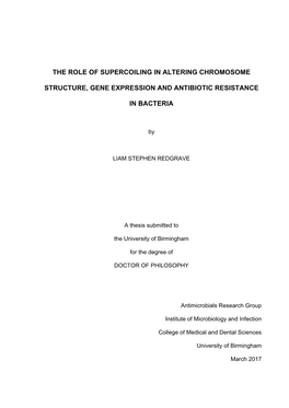 The Role of Supercoiling in Altering Chromosome Structure, Gene