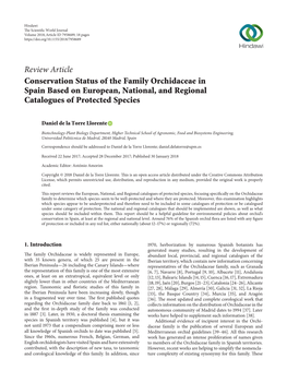 Conservation Status of the Family Orchidaceae in Spain Based on European, National, and Regional Catalogues of Protected Species