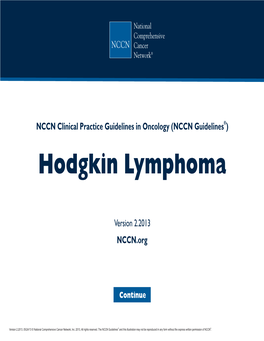 (NCCN Guidelines®) Hodgkin Lymphoma