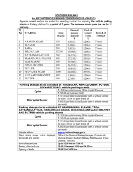 SOUTHERN RAILWAY No. M/C.300/VEHICLE PARKING