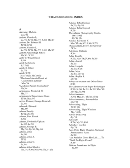 Check the Crackerbarrel Index in PDF Format