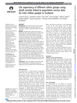 Life Expectancy of Different Ethnic Groups Using Death Records Linked to Population Census Data for 4.62 Million People in Scotl