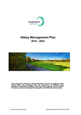 Abbey Management Plan 2018 – 2023