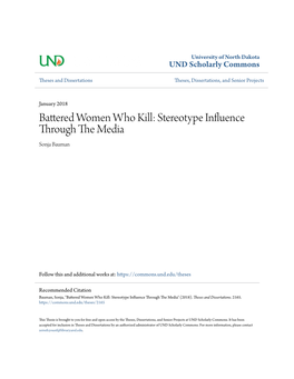 Battered Women Who Kill: Stereotype Influence Through the Media