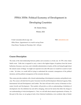 PPHA 35556: Political Economy of Development in Developing Countries