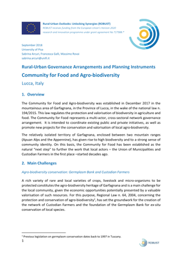 G-LUC3 Community for Food and Agri-Biodiversity