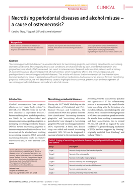 Necrotising Periodontal Diseases and Alcohol Misuse – a Cause of Osteonecrosis?