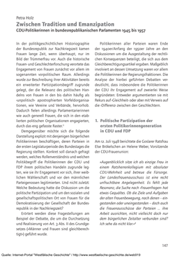 Zwischen Tradition Und Emanzipation CDU-Politikerinnen in Bundesrepublikanischen ­Parlamenten 1945 Bis 1957