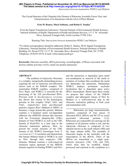 Interactions Between Mammalian WDR12 and Midasin the Crystal