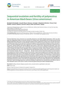 Sequential Ovulation and Fertility of Polyoestrus in American Black Bears (Ursus Americanus)